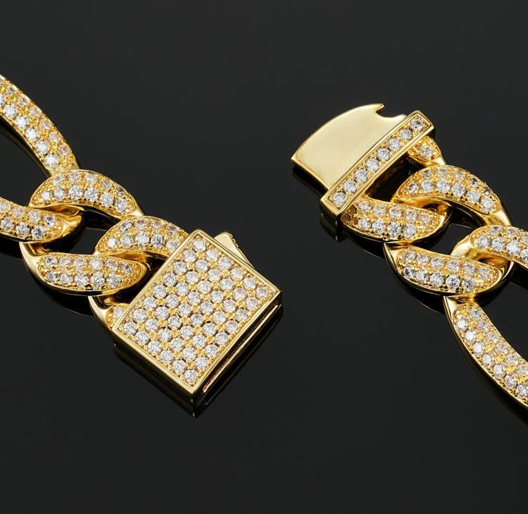 15mm Figaro Link Bracelet in Yellow Gold - Image 3