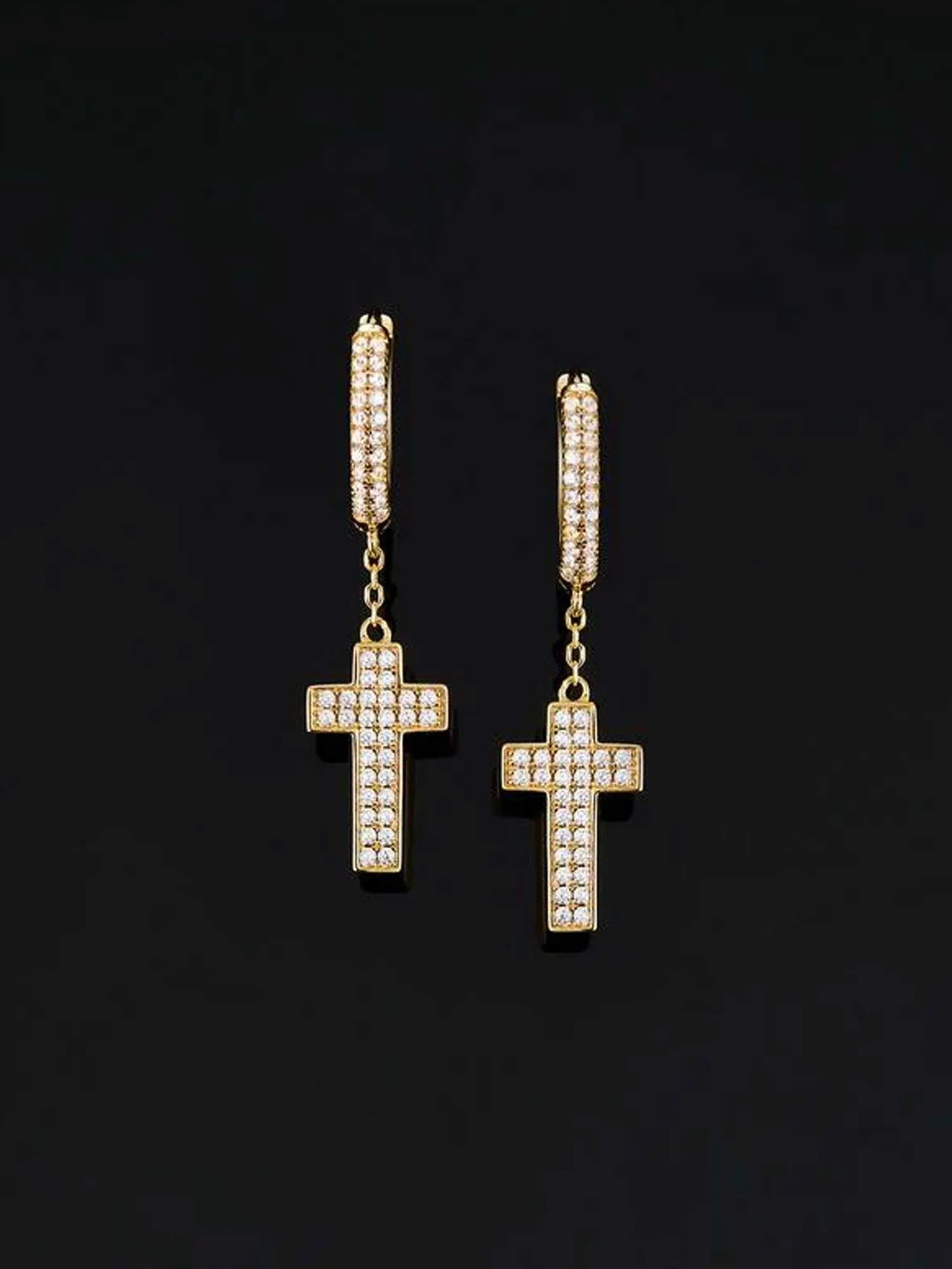 925 Sterling Silver Cross Earrings with Double-sided drill - Image 4