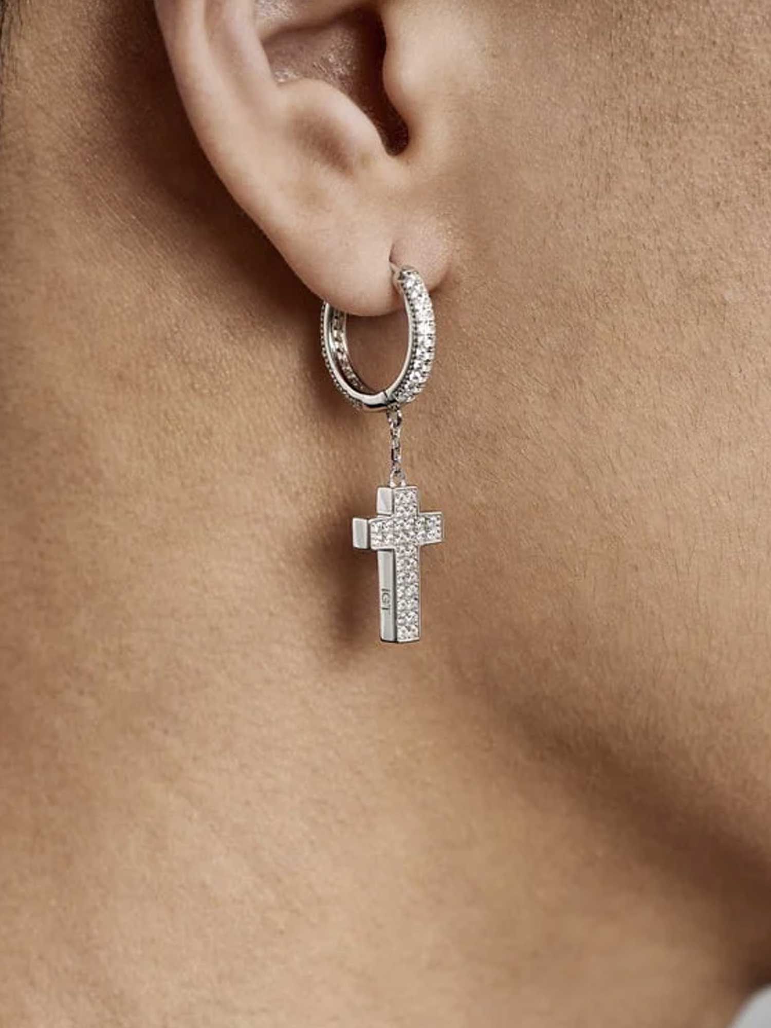 925 Sterling Silver Cross Earrings with Double-sided drill - Image 5