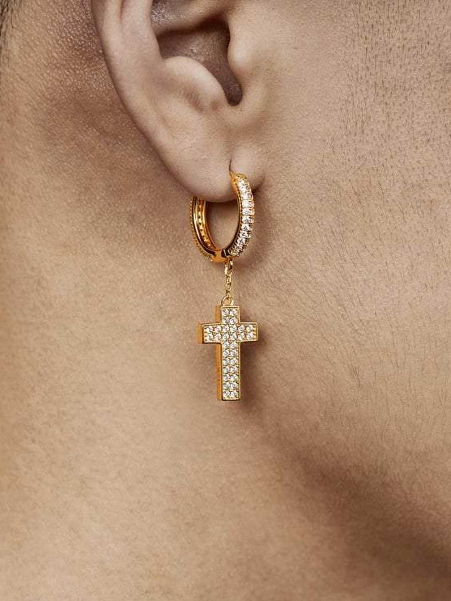 925 Sterling Silver Cross Earrings with Double-sided drill - Image 6